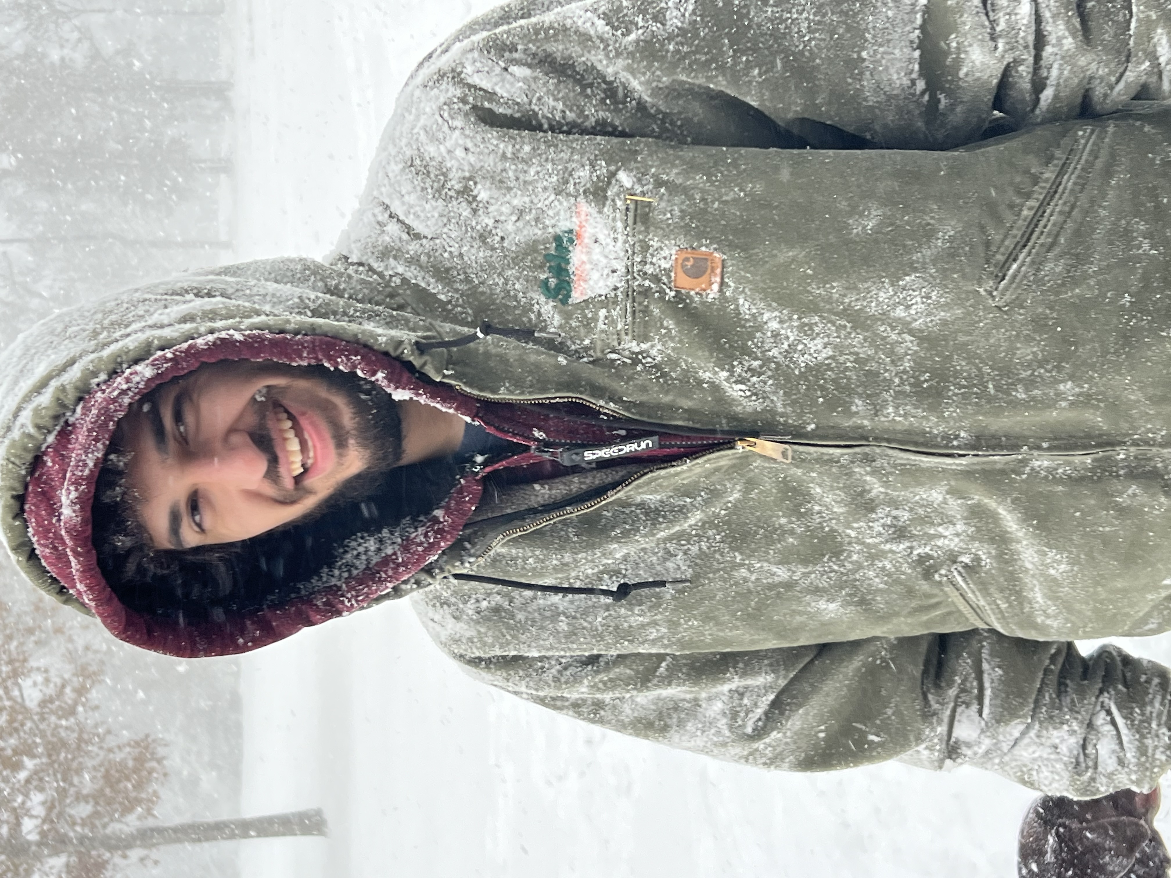 Lance standing in the snow